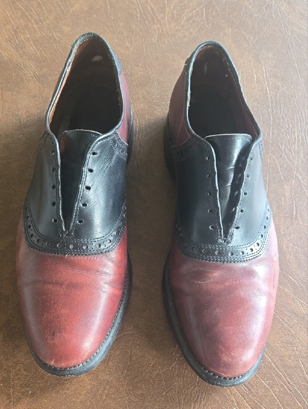 Men's Allen Edmonds Two-Tone Burgundy and Black Shoes